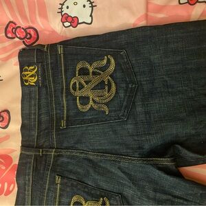 Dark Blue Jeans rock and republic with Gold Embroidery